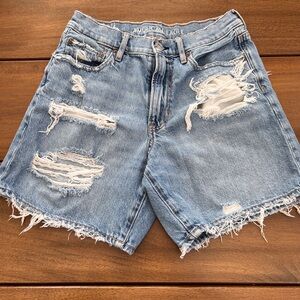 American Eagle Light Blue Ripped Denim Shorts